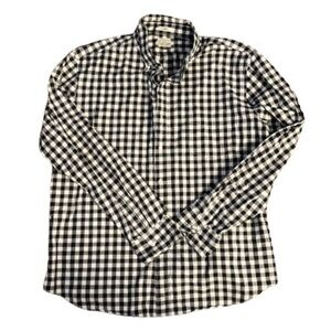 J. Crew classic stretch blue and white checkered long sleeve button down shirt